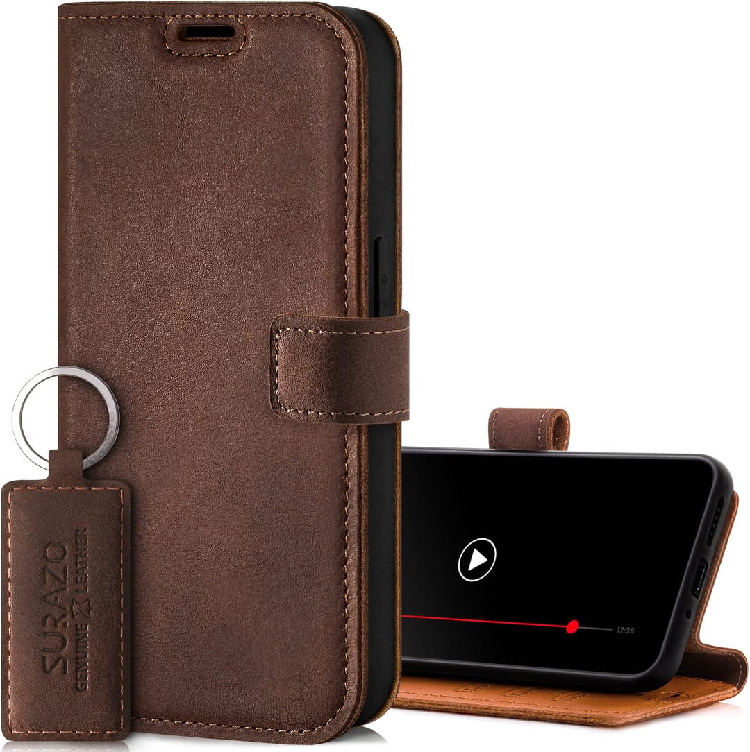 SURAZO Premium Handyhülle für Samsung Galaxy A34 5G Hülle Leder – Klappbare Echtleder Schutzhülle [M