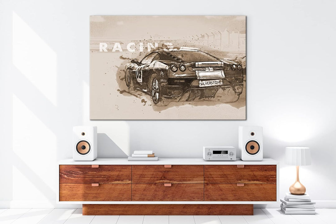 deyoli Racing Auto Effekt: Sepia Format: 80x60 als Leinwandbild, Motiv fertig gerahmt auf Echtholzra