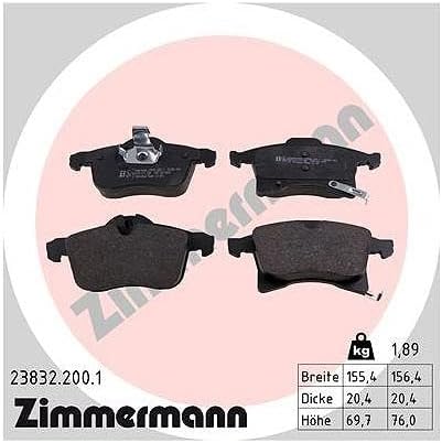 ZIMMERMANN 23832.200.1 Serie Bremsbelagsatz, Hinten, inklusive Platte dämpfend
