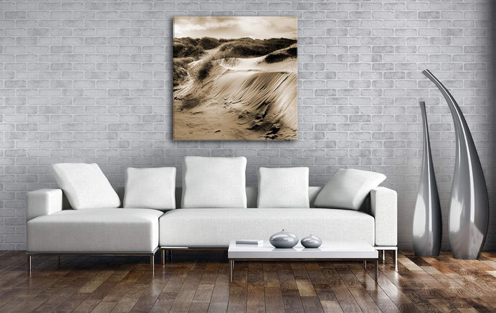 deyoli Sanddünen in Dänemark Format: 70x70 Effekt: Sepia als Leinwandbild, Motiv fertig gerahmt auf