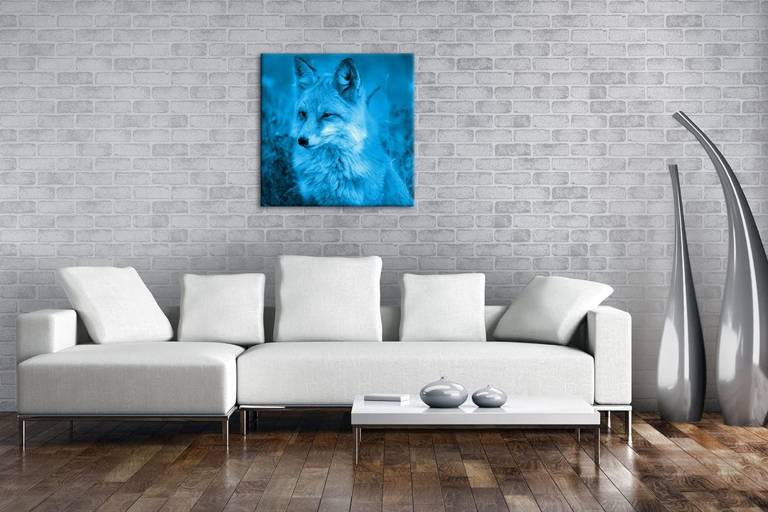 deyoli ruhiger Fuchs Format: 70x70 Effekt: Monocrome Blau als Leinwand, Motiv fertig gerahmt auf Ech