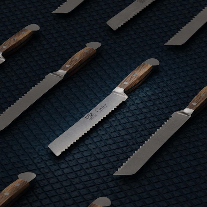 Güde Solingen - Brotmesser Links und Rechtshänder geschmiedet, 21 cm, Fasseichenholz, ALPHA FASSEICH