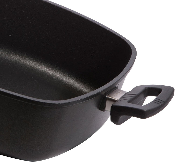 Eurloux Guss-Kasserolle 28x28 cm - hohe quadratische Universal Bratenkasserolle mit Beschichtung - o