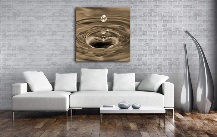deyoli Wassertropfen Schlagen Wellen Format: 70x70 Effekt: Sepia als Leinwandbild, Motiv auf Echthol