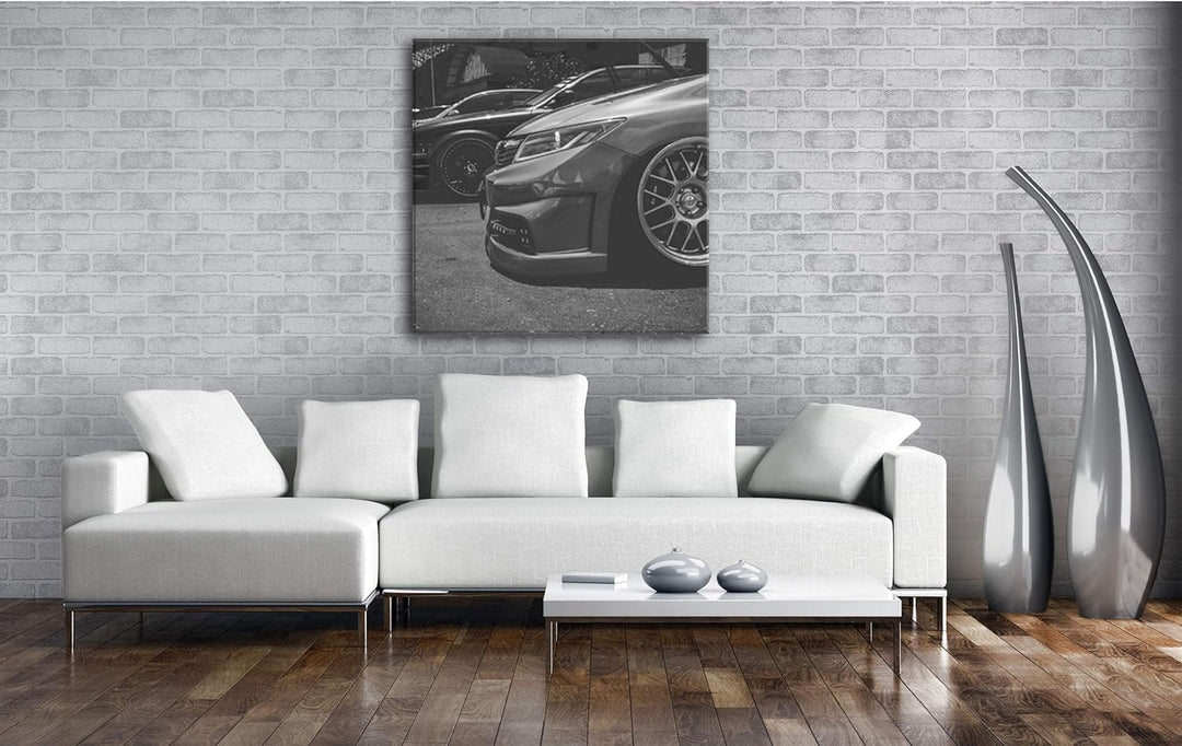 deyoli Getunte Autos Format: 60x60 Effekt: Schwarz&Weiss als Leinwandbild, Motiv auf Echtholzrahmen,