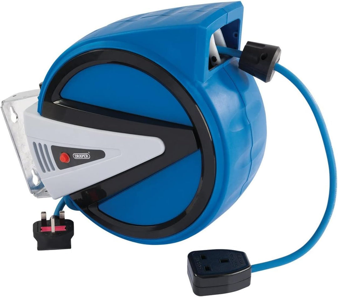 DRAPER 15051 Einziehbares Elektrische Kabel Rollen, blau, 10 m