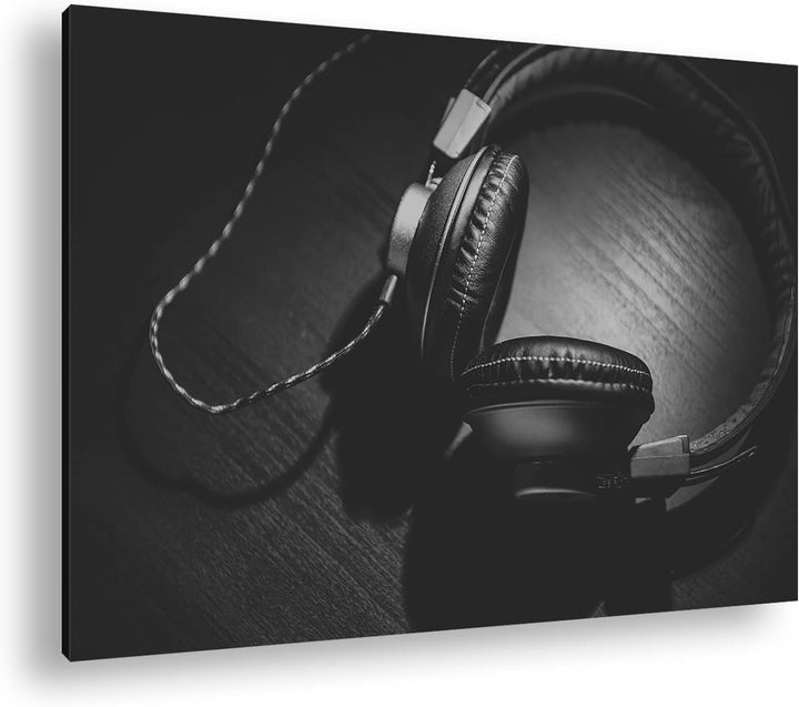 deyoli Stereo Audio Kopfhörer Format:75x50 cm als Leinwandbild, Motiv fertig gerahmt auf Echtholzrah