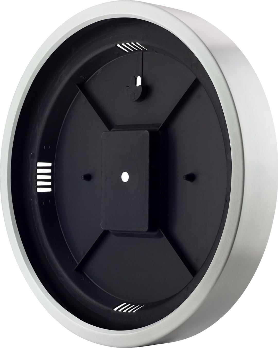 Eurotime Funkwanduhr, 35 cm, im Bahnhofsdesign, geräuscharmes Funkwerk, kein Ticken, Aluminiumrahmen