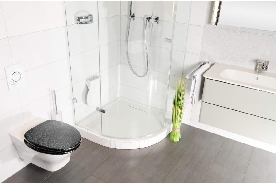 WC Sitz mit Absenkautomatik, hochwertige Oberfläche, einfache Montage, stabile Scharniere, Glitzer S