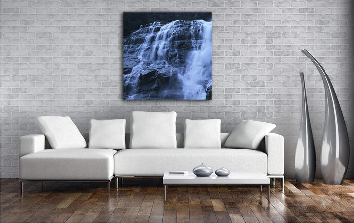 deyoli stürmischer Wasserfall Format: 70x70 als Leinwand, Motiv fertig gerahmt auf Echtholzrahmen, H