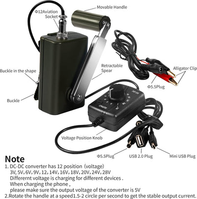 HUABAN Portable Hand Crank Generator High Power Charger for Outdoor Mobile Phone Computer Charging 3
