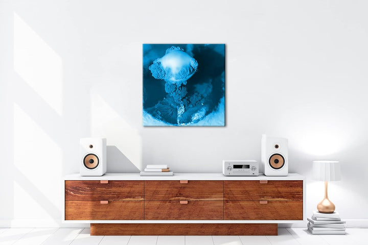 deyoli Vulkanausbruch Format: 60x60 Effekt: Monocrome Blau als Leinwand, Motiv fertig gerahmt auf Ec