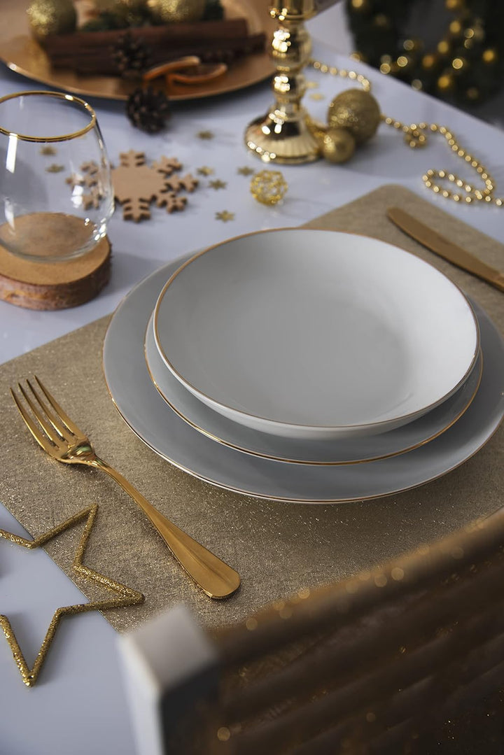 Excelsa Gold Set mit 6 Wassergläsern, mundgeblasenes Glas, Rand Gold
