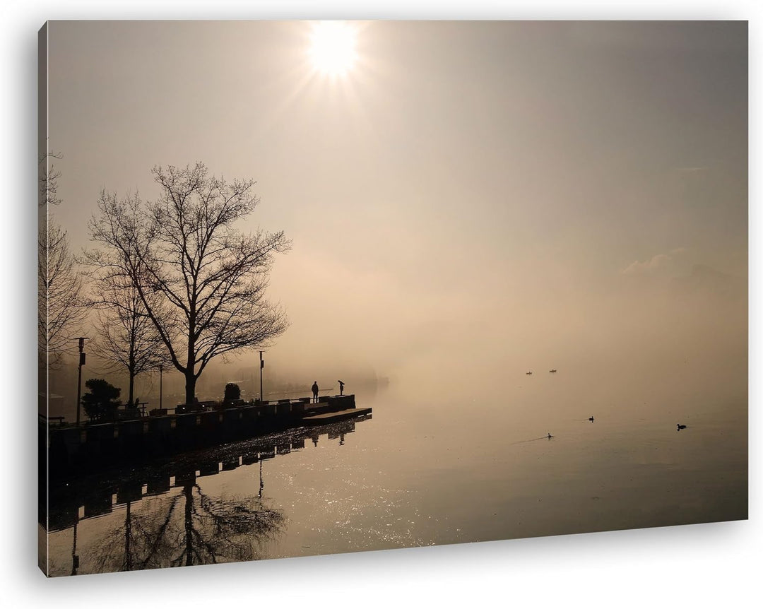 deyoli verlassener Bootssteg Format: 80x60 als Leinwand, Motiv fertig gerahmt auf Echtholzrahmen, Ho