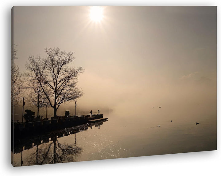 deyoli verlassener Bootssteg Format: 80x60 als Leinwand, Motiv fertig gerahmt auf Echtholzrahmen, Ho