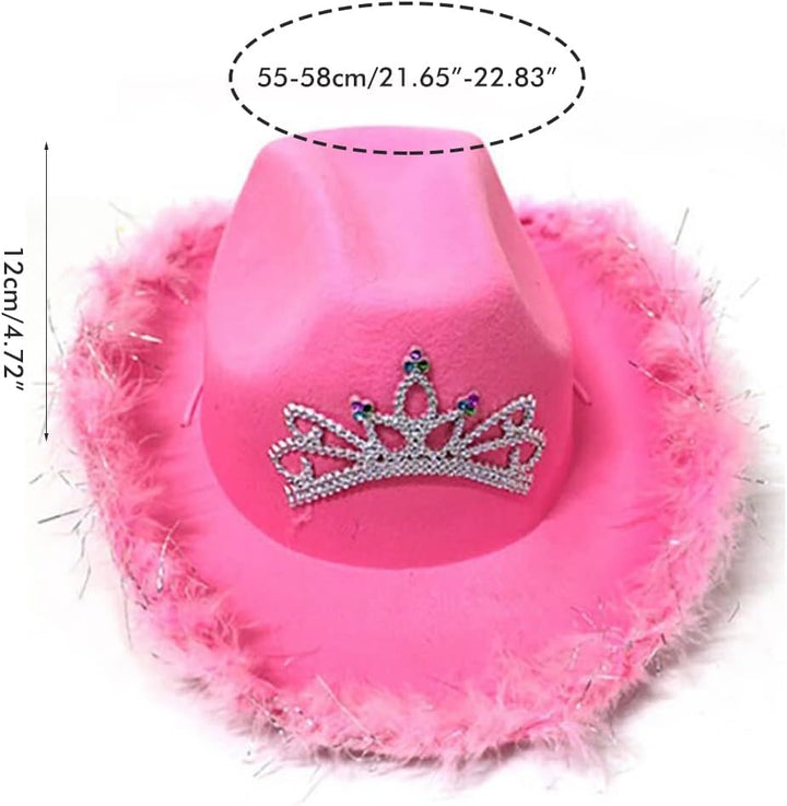 HUSHUI Cowboyhut für Damen, Cowboyhut aus Filz mit Kordelzug am Hals, Cowgirlhut, lustige Neuheit, P