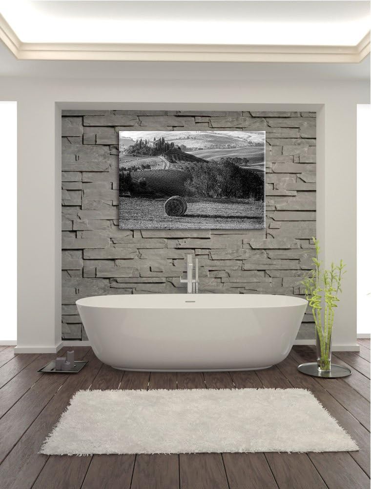 Heuballen in der Toskana Landschaft schwarz/weiss Format: 100x70 auf Leinwand, XXL riesige Bilder fe