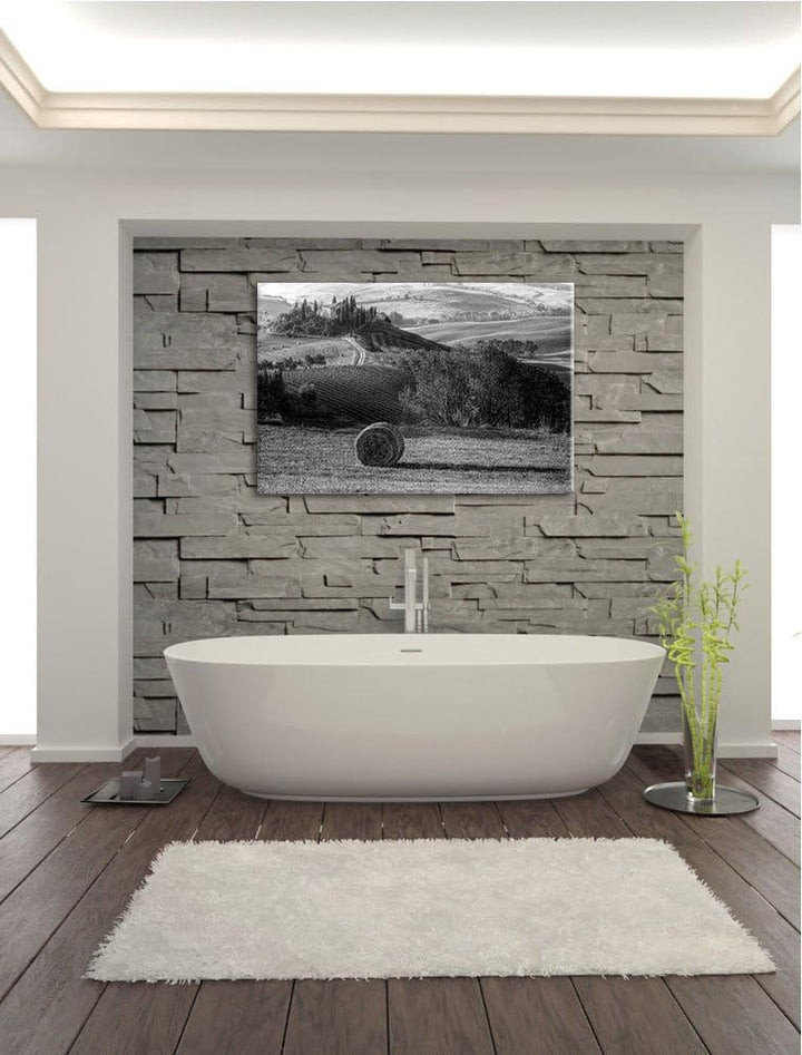 Heuballen in der Toskana Landschaft schwarz/weiss Format: 100x70 auf Leinwand, XXL riesige Bilder fe