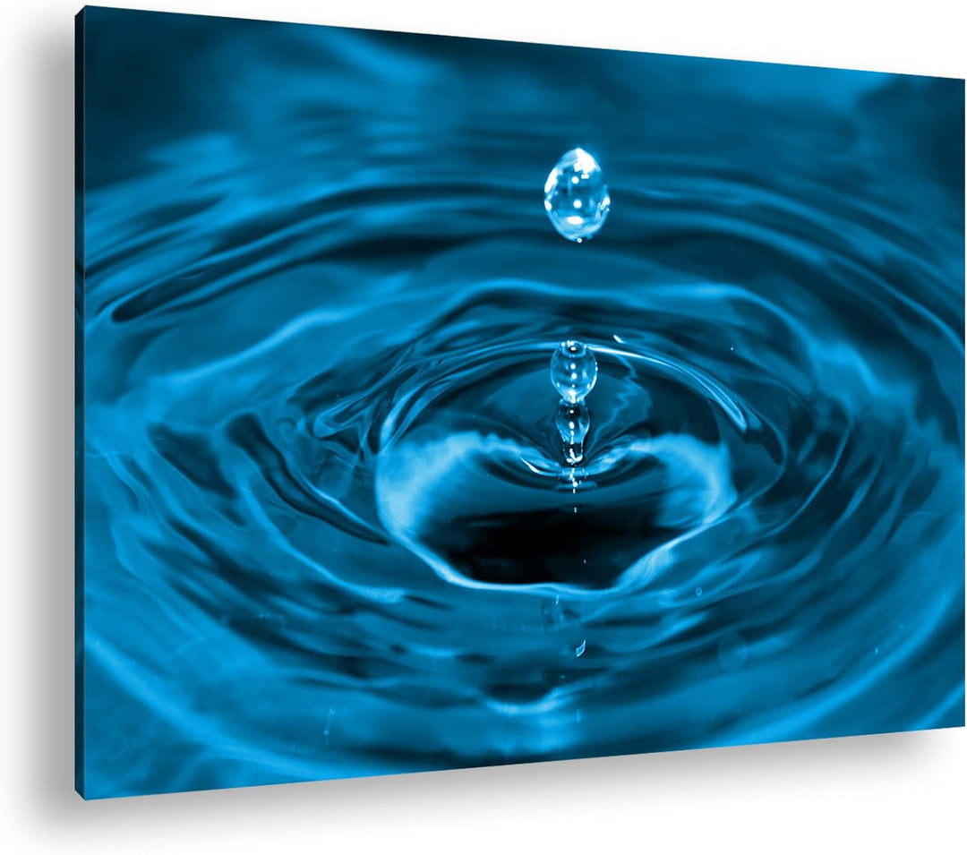 deyoli Wassertropfen schlagen Wellen Format 60x40 Effekt: Monocrome Blau als Leinwandbild, Motiv fer