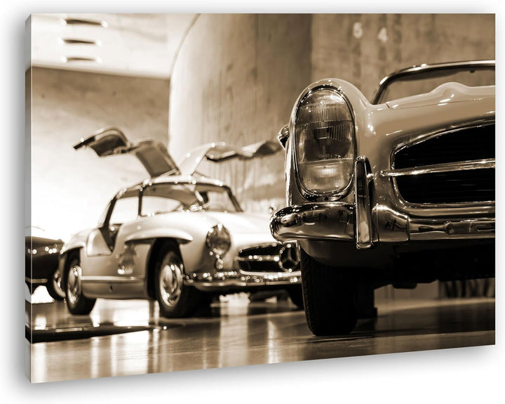 deyoli Oldtimer Ausstellung Format: 80x60 Effekt: Sepia als Leinwand, Motiv fertig gerahmt auf Echth