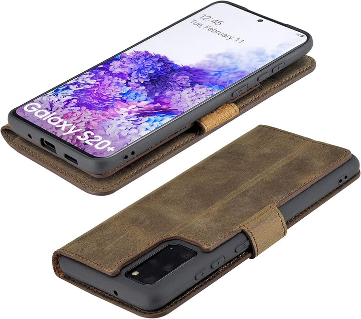Suncase Book-Style Hülle kompatibel mit Samsung Galaxy S20 Plus Leder Tasche (Slim-Fit) Lederhülle H