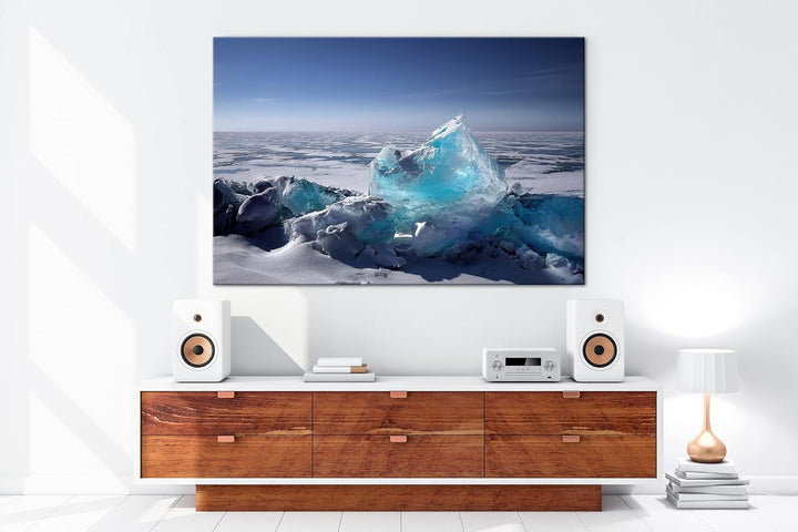 deyoli klares Eis am Nordpol Format: 100x70 als Leinwand, Motiv fertig gerahmt auf Echtholzrahmen, H