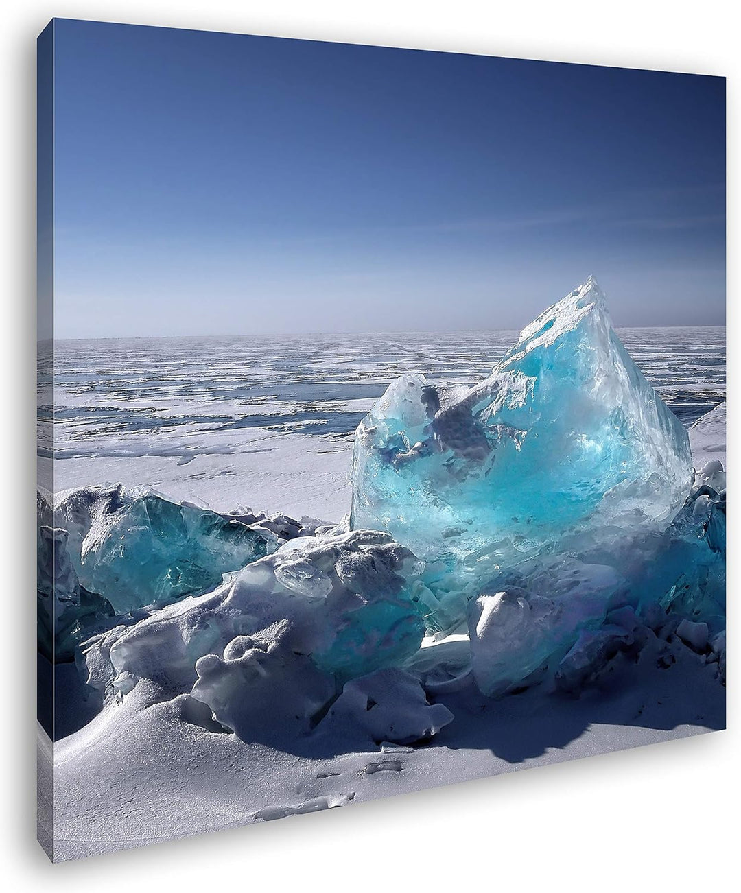 deyoli klares EIS am Nordpol Format: 70x70 als Leinwand, Motiv fertig gerahmt auf Echtholzrahmen, Ho