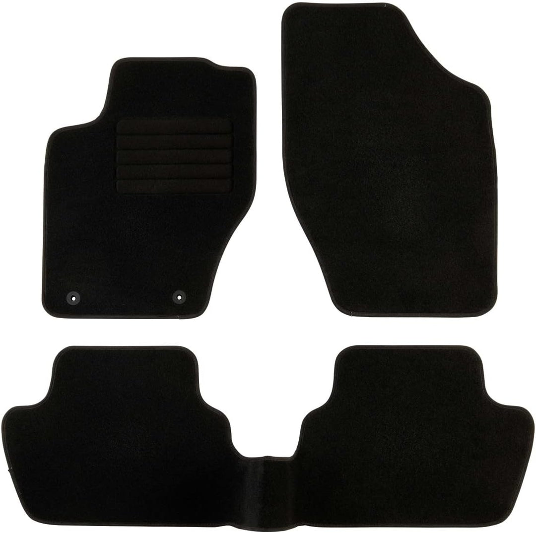 DBS Autofussmatte - nach Mass - 3-teilig - Anti Rutsch - schwarzer Nadelfilz 900g/m² - Velours Ferti