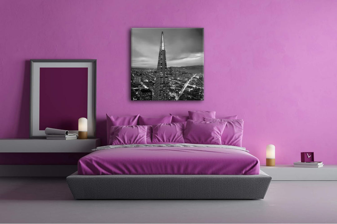 deyoli Skyline von San Francisco Format: 70x70 Effekt: Schwarz&Weiss als Leinwandbild, Motiv fertig