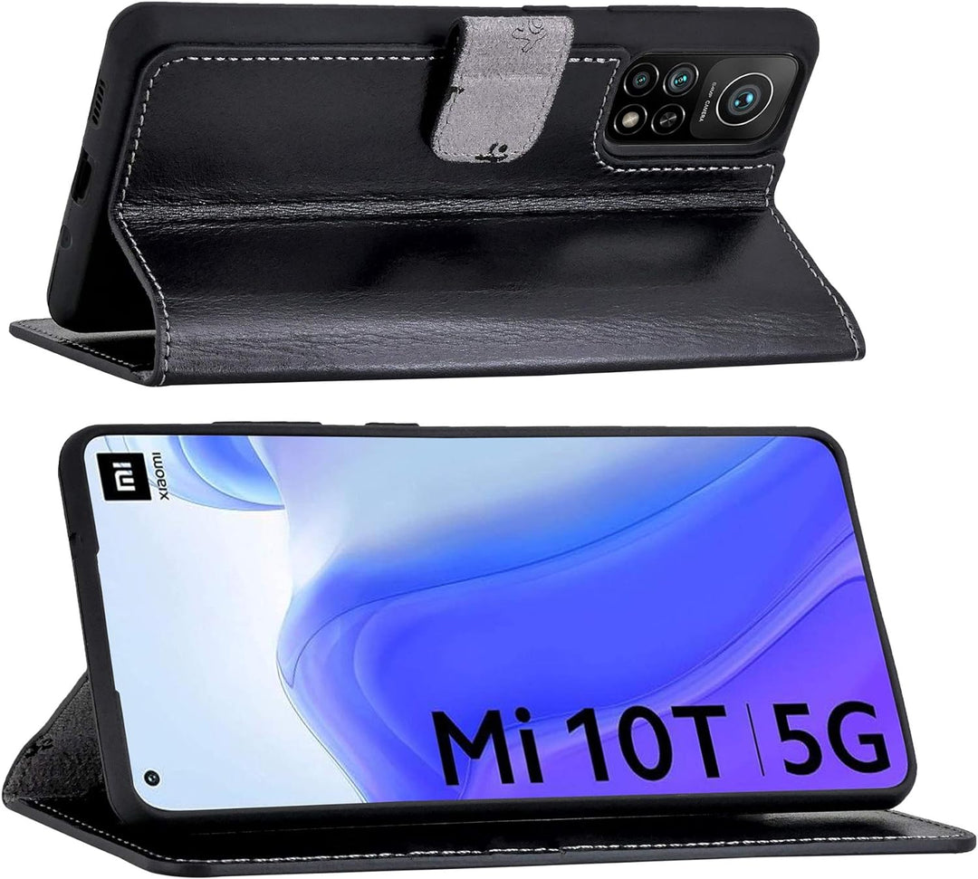 Suncase Book-Style Hülle kompatibel mit Xiaomi Mi 10T 5G Leder Tasche (Slim-Fit) Lederhülle Handytas