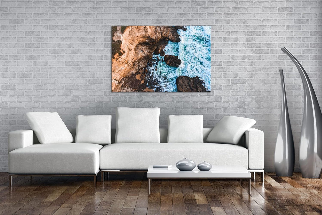 deyoli sagenhafte Küste Format: 100x70 cm als Leinwandbild, Motiv fertig gerahmt auf Echtholzrahmen,