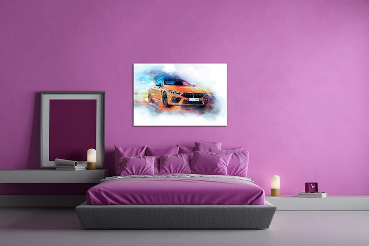 deyoli küstlericher Sportwagen Format: 80x60 als Leinwandbild, Motiv fertig gerahmt auf Echtholzrahm