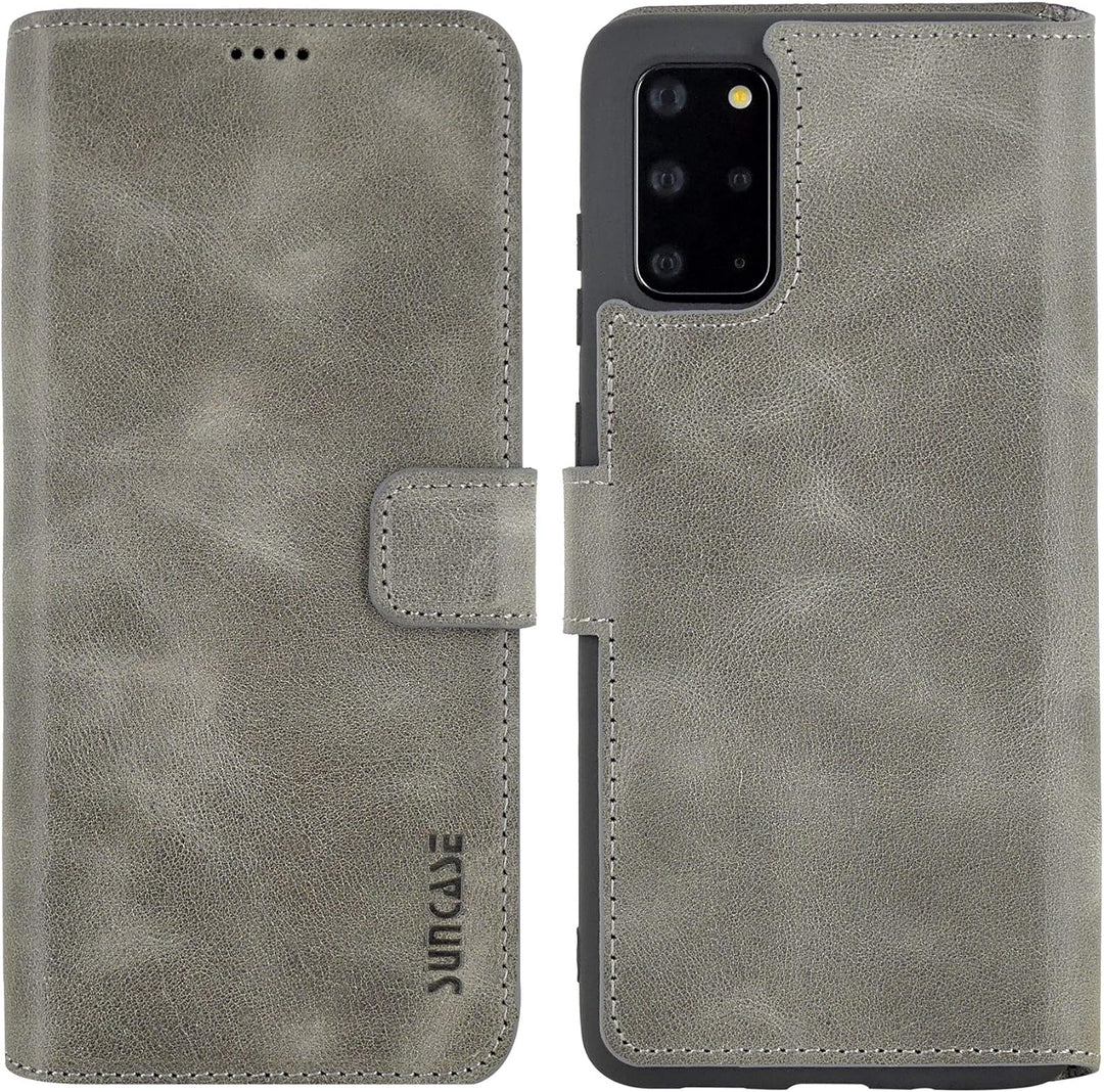 Suncase Book-Style Hülle kompatibel mit Samsung Galaxy S20 Plus Leder Tasche (Slim-Fit) Lederhülle H