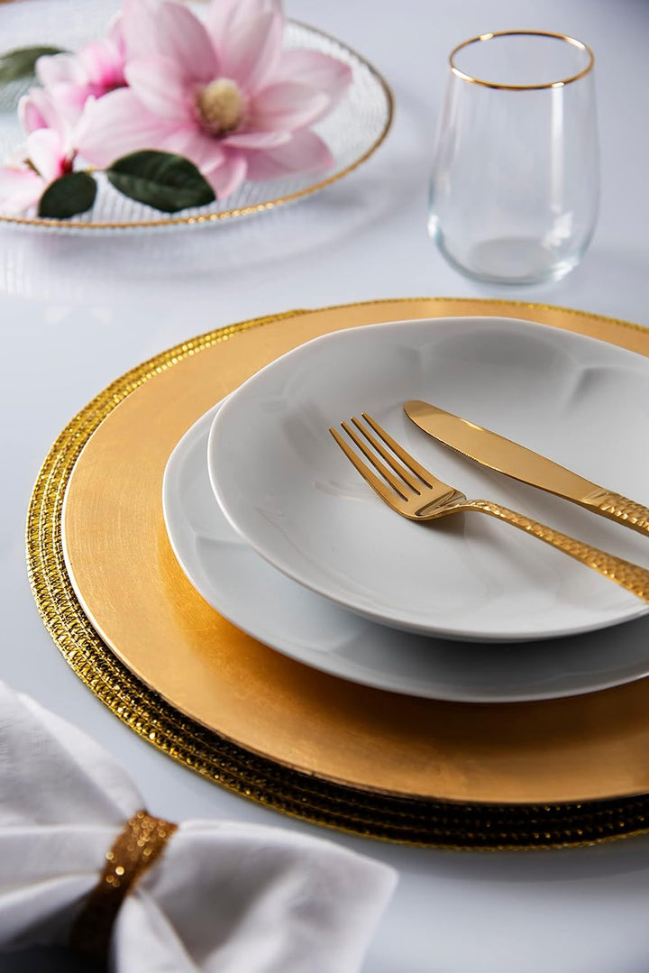 Excelsa Gold Set mit 6 Wassergläsern, mundgeblasenes Glas, Rand Gold