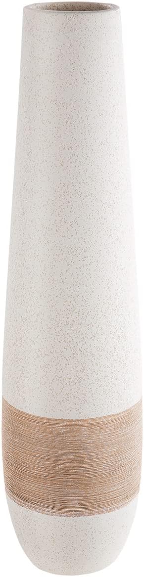 Gilde Deko grosse Vase XL Bodenvase aus Keramik - Deko Wohnzimmer - Farbe: Braun Creme Höhe 46 cm