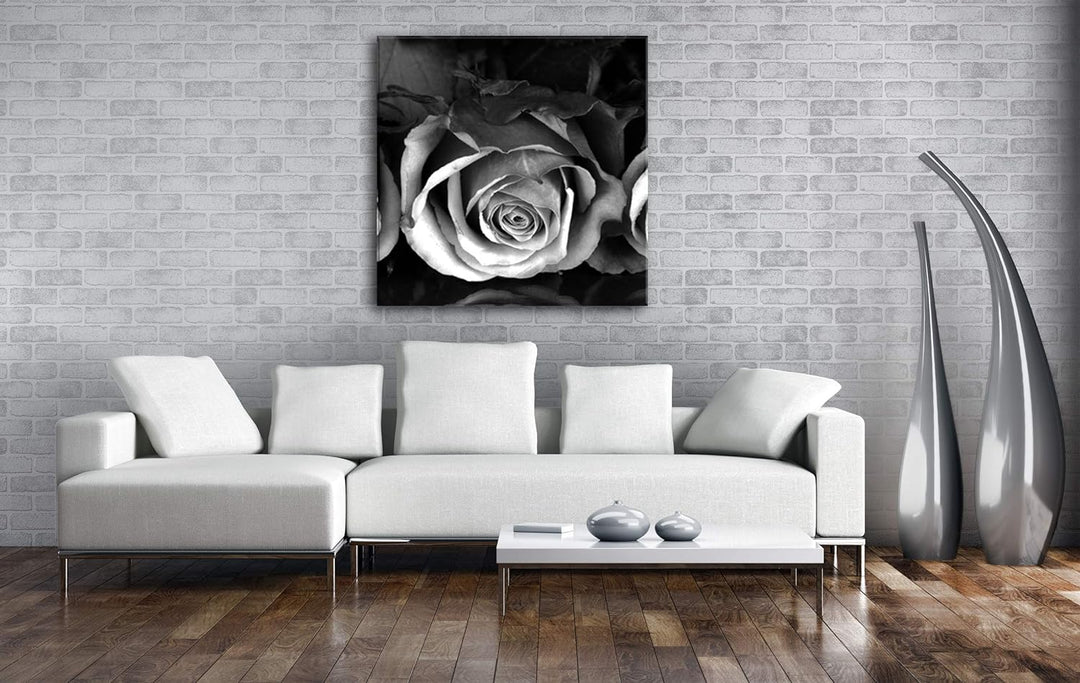 deyoli Romantische Rosen Format: 70x70 Effekt: Schwarz&Weiss als Leinwandbild, Motiv auf Echtholzrah