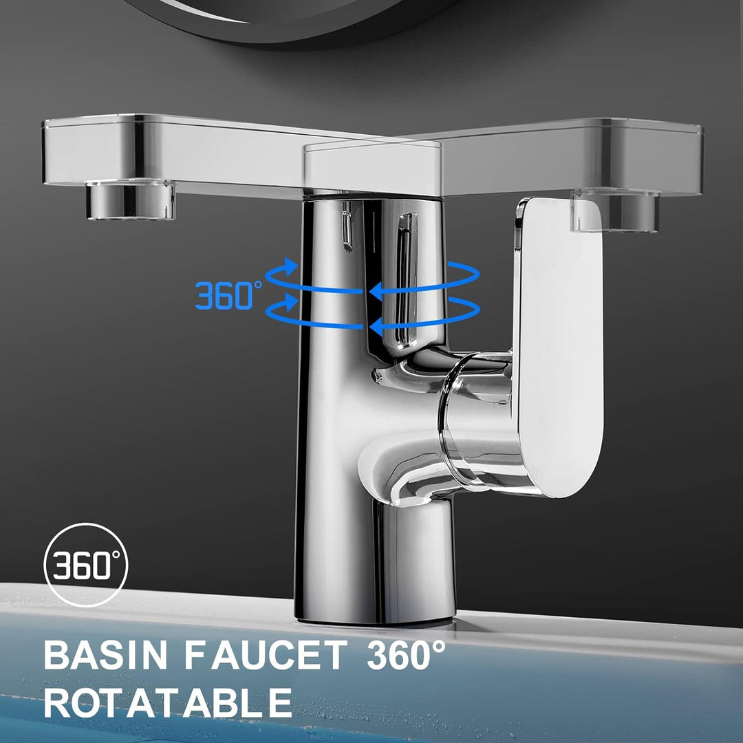 Cobbe Wasserhahn Bad,360°Drehbar waschtischarmatur passt für alle Arten von waschbecken,Platzsparend