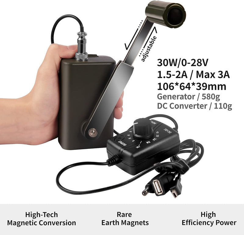 HUABAN Portable Hand Crank Generator High Power Charger for Outdoor Mobile Phone Computer Charging 3