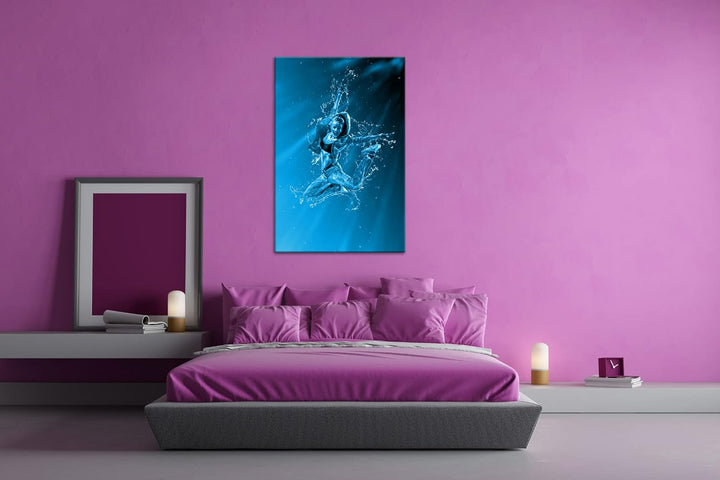deyoli stylisher Tanz im Wasser Format: 100x70 Effekt: Monocrome Blau als Leinwand, Motiv fertig ger