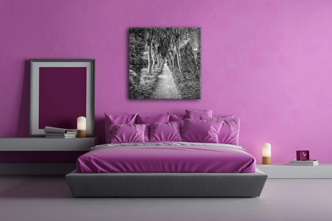 deyoli Schlossgarten Format: 60x60 Effekt: Schwarz&Weiss als Leinwandbild, Motiv fertig gerahmt auf