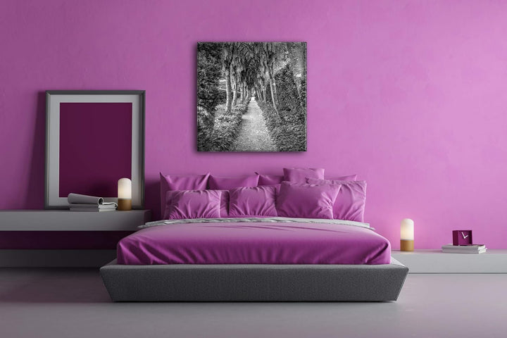 deyoli Schlossgarten Format: 60x60 Effekt: Schwarz&Weiss als Leinwandbild, Motiv fertig gerahmt auf