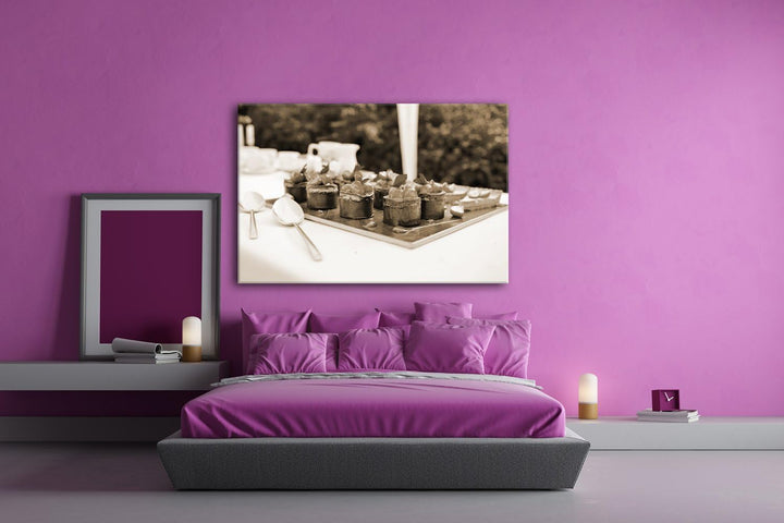 deyoli Tablett mir Desserts Format: 80x60 Effekt: Sepia als Leinwandbild, Motiv fertig gerahmt auf E