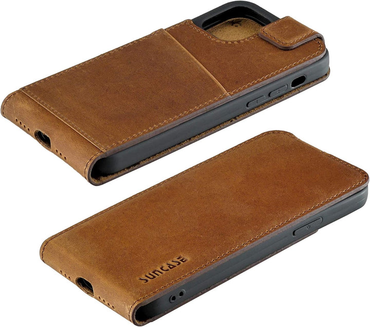Suncase Original Flip-Style (Ultra-Slim) kompatibel mit iPhone 12 (6.1") Hülle Ledertasche Tasche Sc