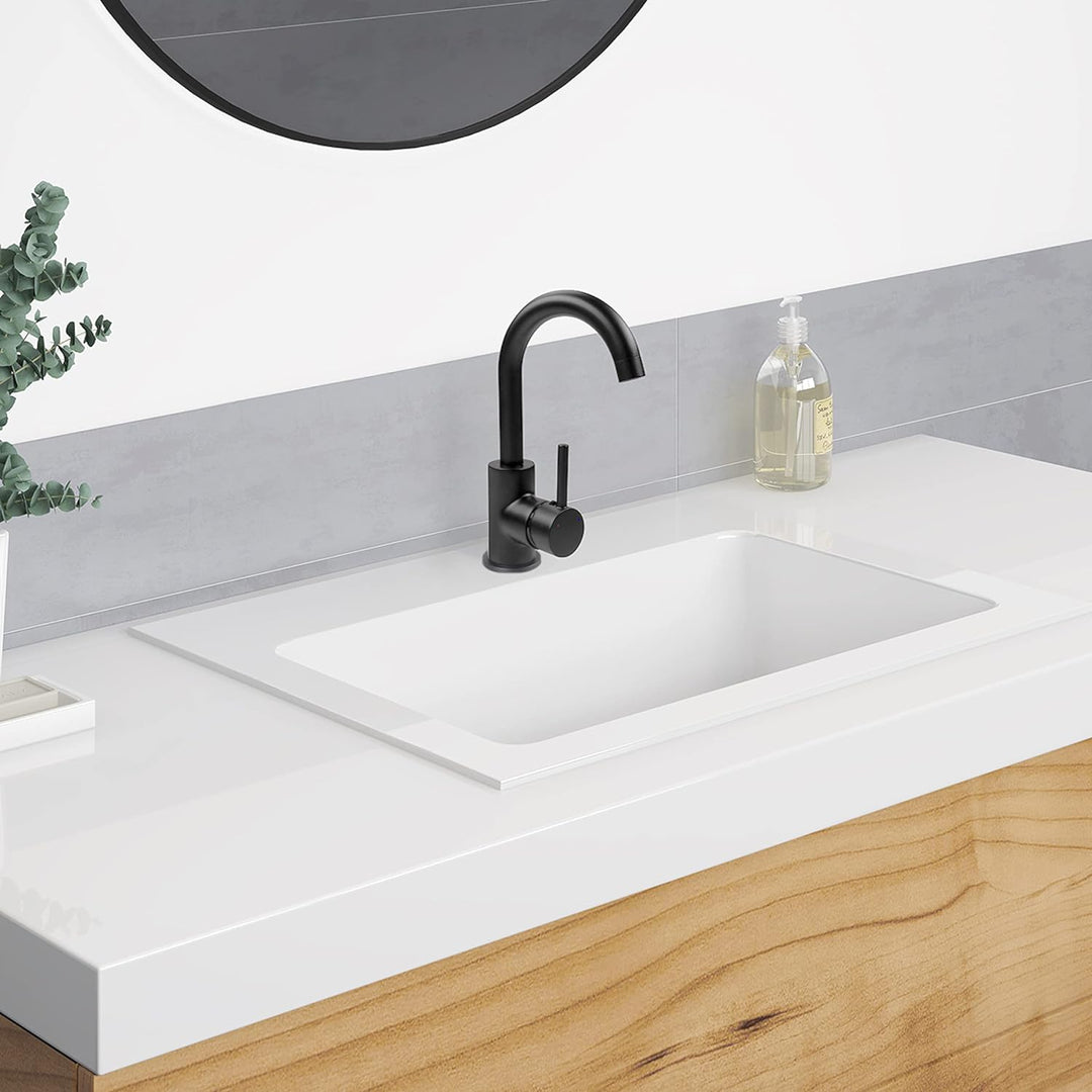 Cornat Waschtisch-Einhebelarmatur "Noir" - Black Edition - Matt schwarzer Messingkörper - Mühelose S