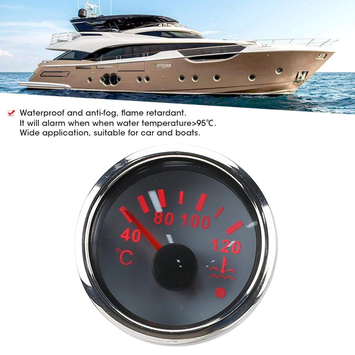 Wassertemperaturanzeige, 2-Zoll-K¨¹hlwassertemperaturanzeige 40-120 ¡æ Smart Alarm IP67 Wasserdichte