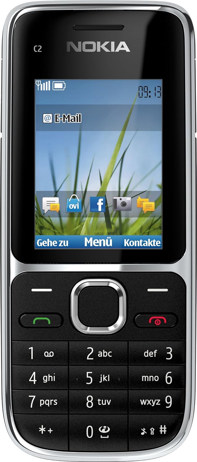 Nokia C2-01, unlocked, 46 MB, Handy (Ohne Branding, 5,1 cm (2 Zoll), 3,2 Megapixel Kamera) schwarz,