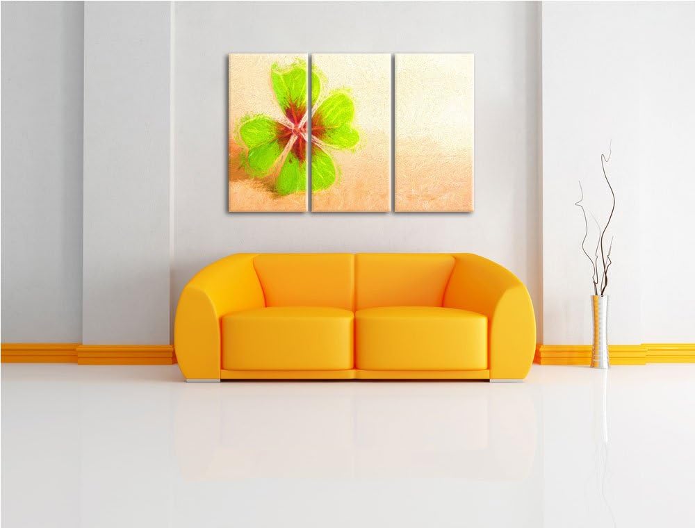Glücks Kleeblatt mit 4 Blättern Spezial 3-Teiler Leinwandbild 120x80 Bild auf Leinwand, XXL riesige
