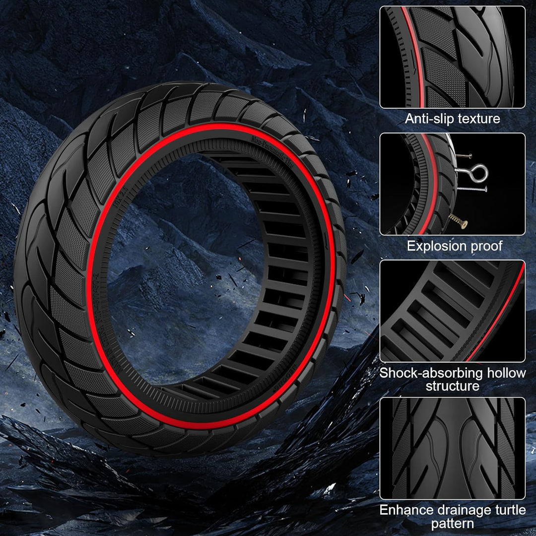 OUXI 10×2.5 Zoll Ersatz-Vollgummireifen 60/70-6.5 Für Ninebot G30 Max /G30D mit 1 Montagewerkzeug fü