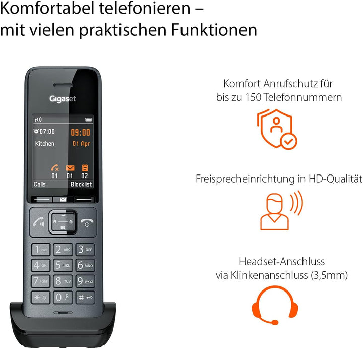 Gigaset Comfort 520HX & Box100 – Elegantes Schnurloses DECT-Telefon - top Audioqualität - Freisprech
