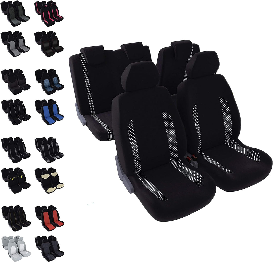DBS - Autositzbezüge | Schonbezüge - PKW/Auto - 5 Sitze - Schwarz + Jacquard - Universal - rutschfes